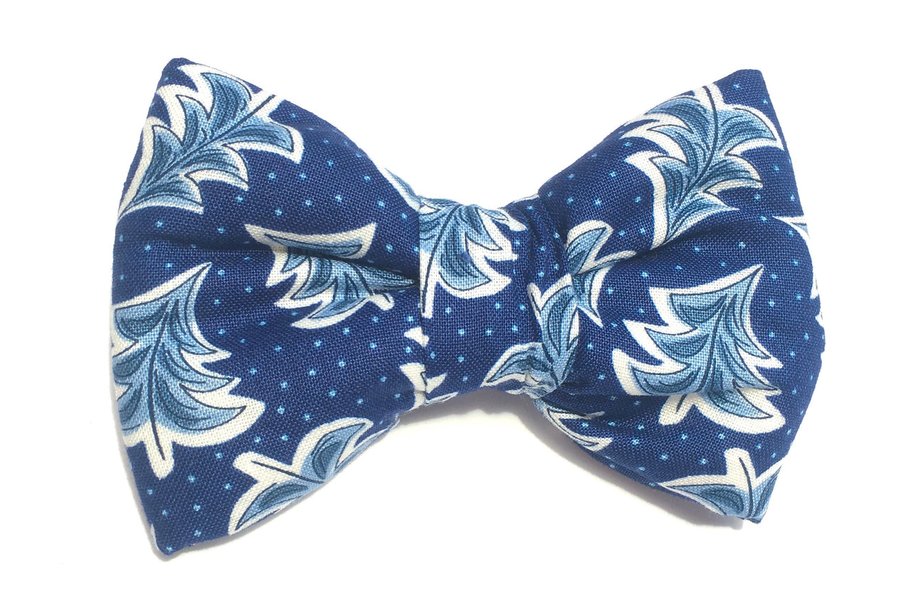 snowy night dog bow tie for Christmas