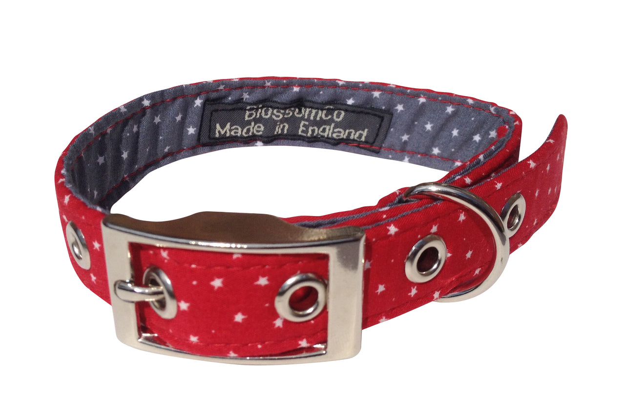 deep red fabric dog collar