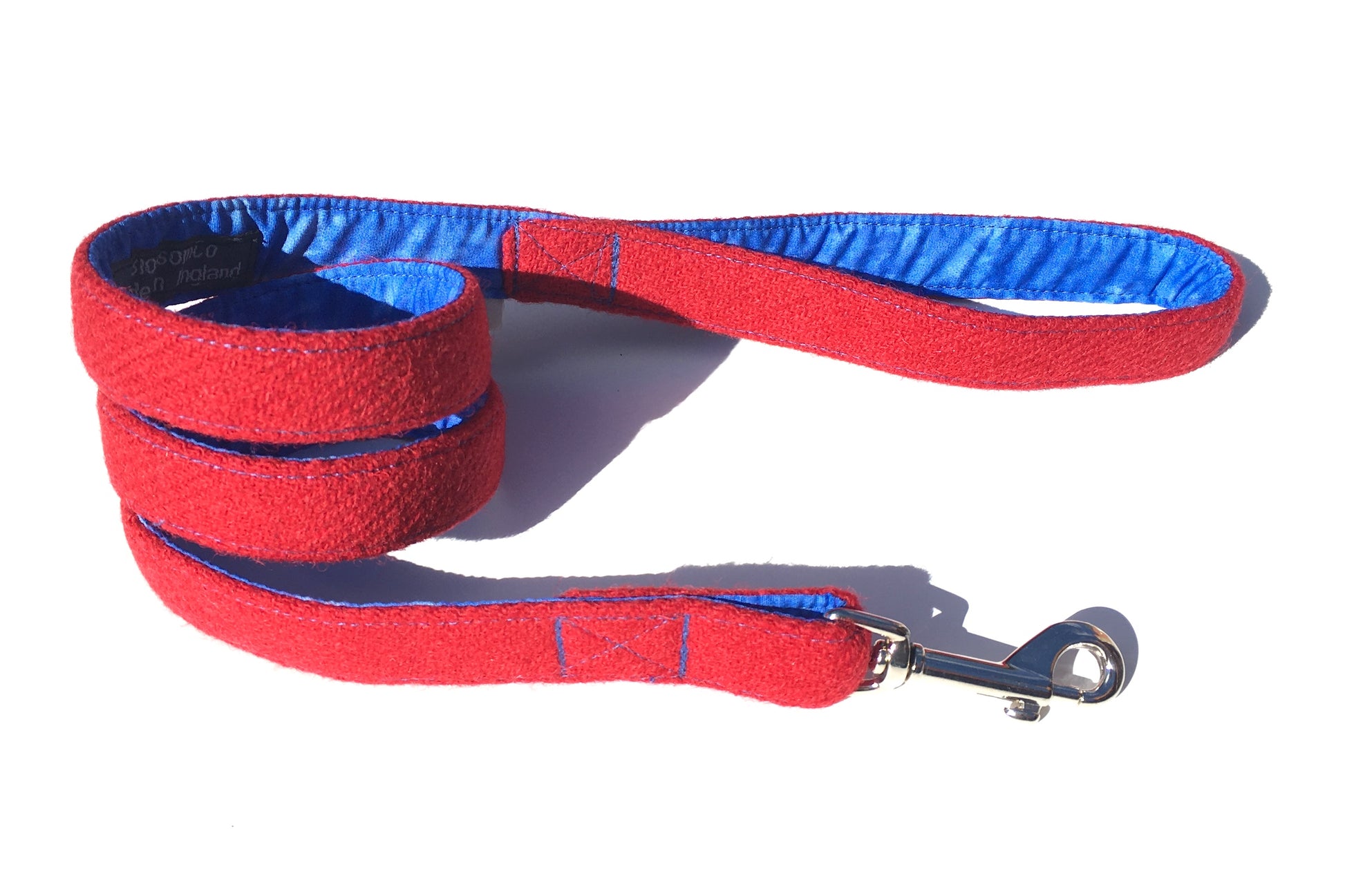 Red Harris Tweed dog lead