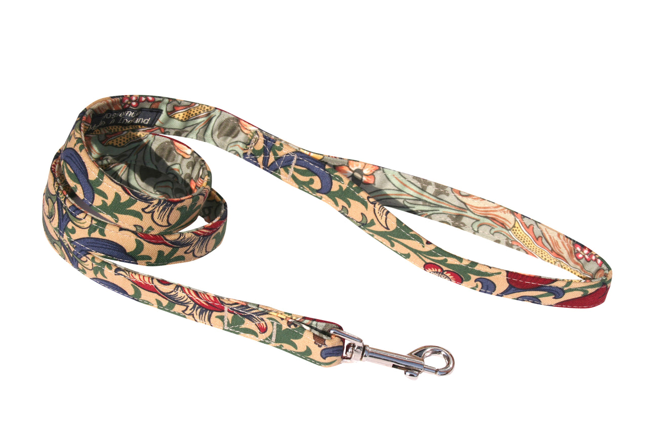 William Morris Golden Lily print dog lead handmade by BlossomCo