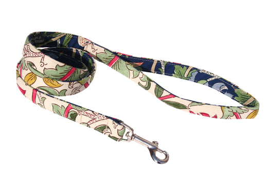 William Morris Lodden Print handmade dog lead