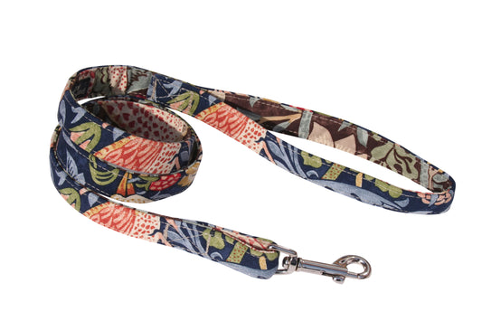 William Morris Strawberry Thief design dog lead